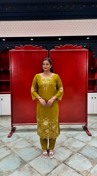 Olive Yellow Kurta Set