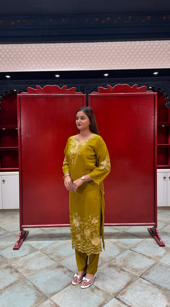 Olive Yellow Kurta Set