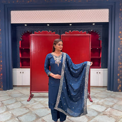 Blue Silk Kurta Set