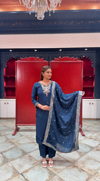 Blue Silk Kurta Set