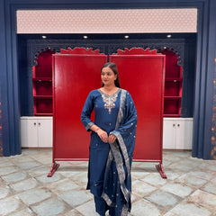 Blue Silk Kurta Set