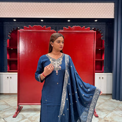 Blue Silk Kurta Set