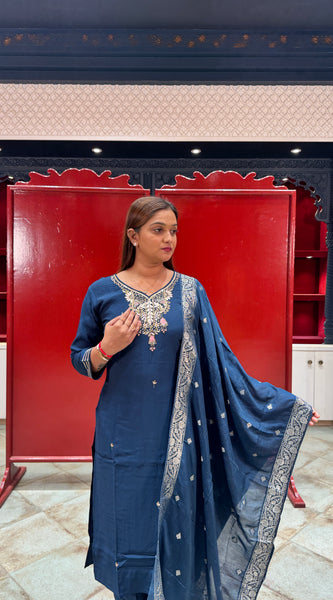 Blue Silk Kurta Set