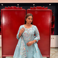 Sky Blue Floral Kurta Set