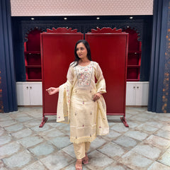 Cream Floral Kurta Set