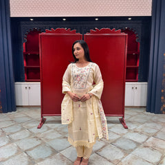 Cream Floral Kurta Set