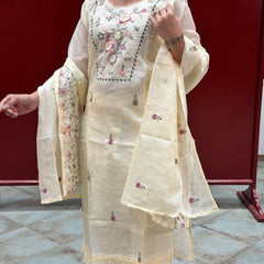Cream Floral Kurta Set