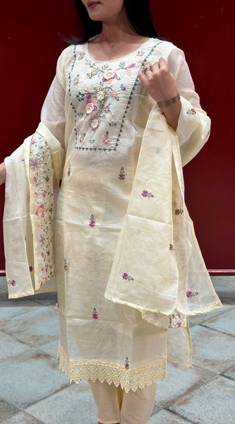Cream Floral Kurta Set