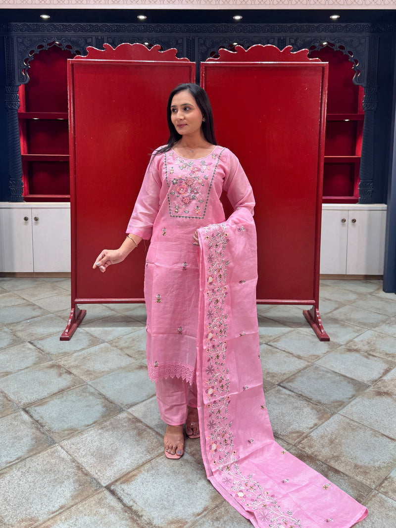 Blush Pink Floral Kurta Set