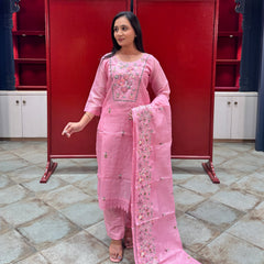 Blush Pink Floral Kurta Set