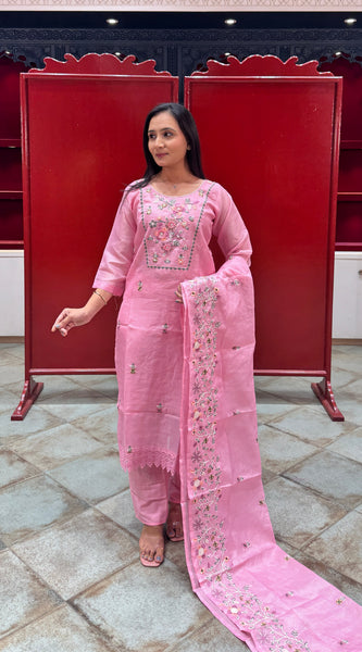 Blush Pink Floral Kurta Set