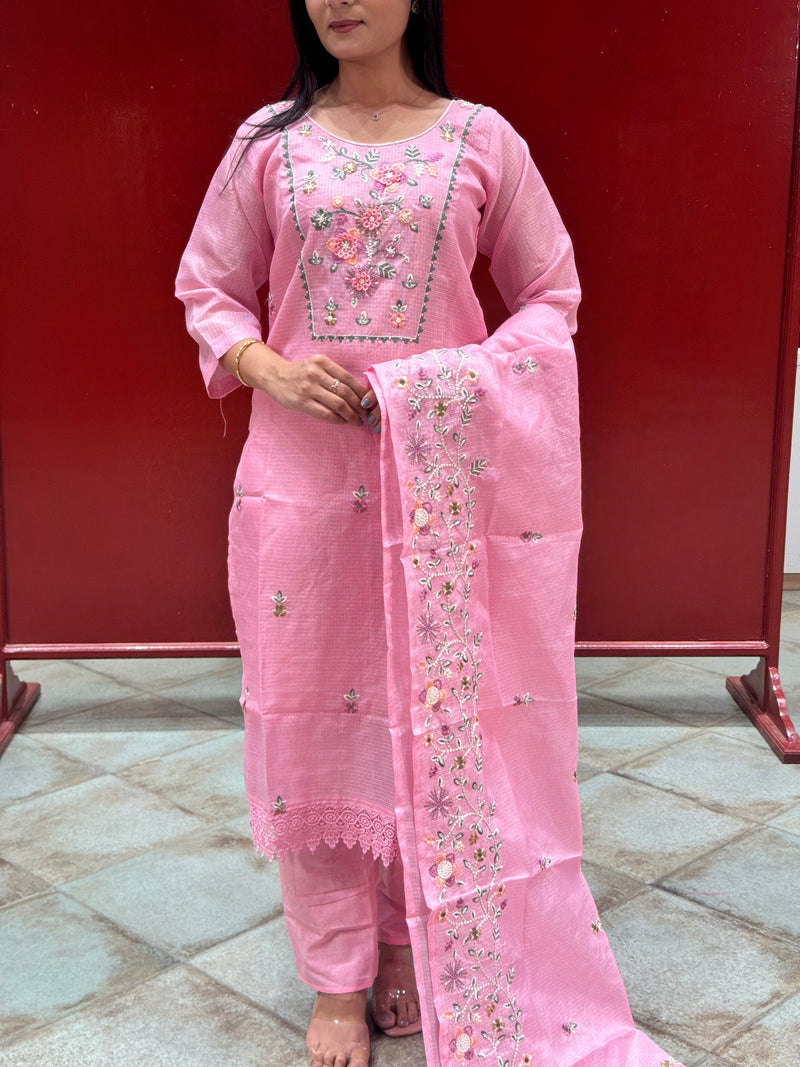 Blush Pink Floral Kurta Set