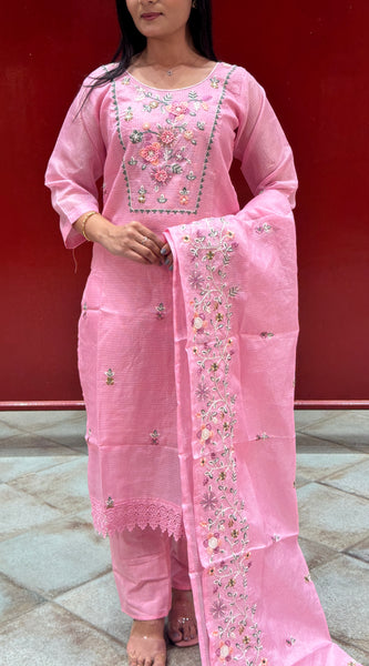 Blush Pink Floral Kurta Set