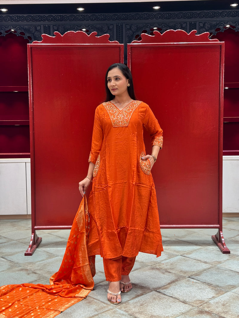 Rust Orange Kurta Set