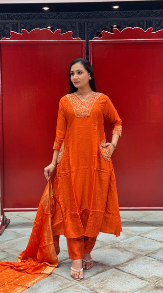 Rust Orange Kurta Set