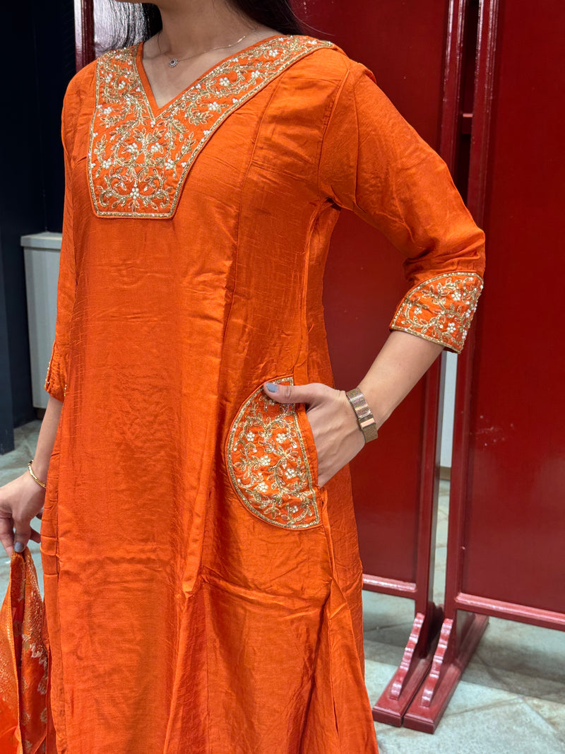 Rust Orange Kurta Set