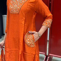 Rust Orange Kurta Set