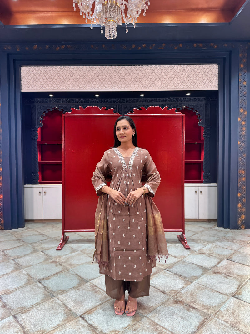Taupe Brown Kurta Set