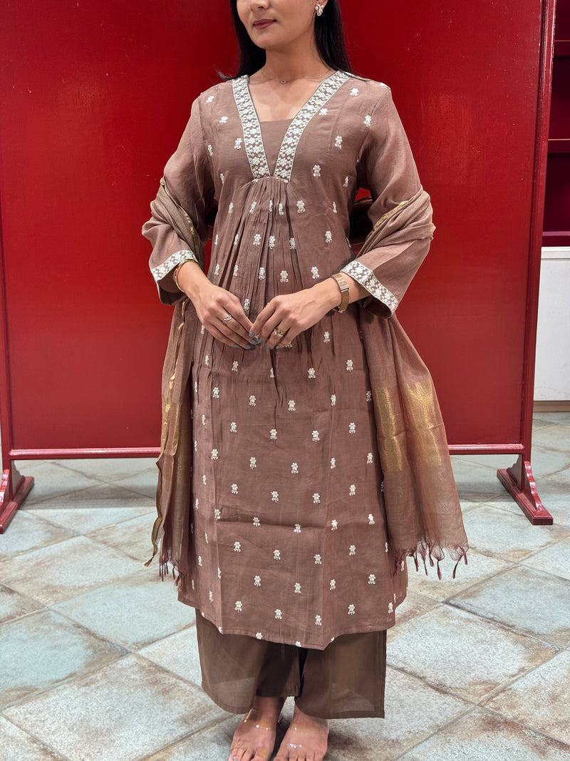 Taupe Brown Kurta Set