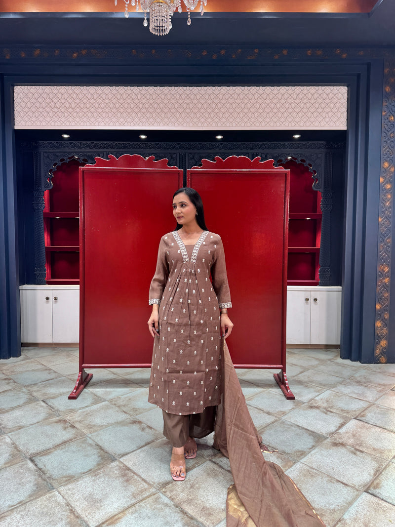 Taupe Brown Kurta Set