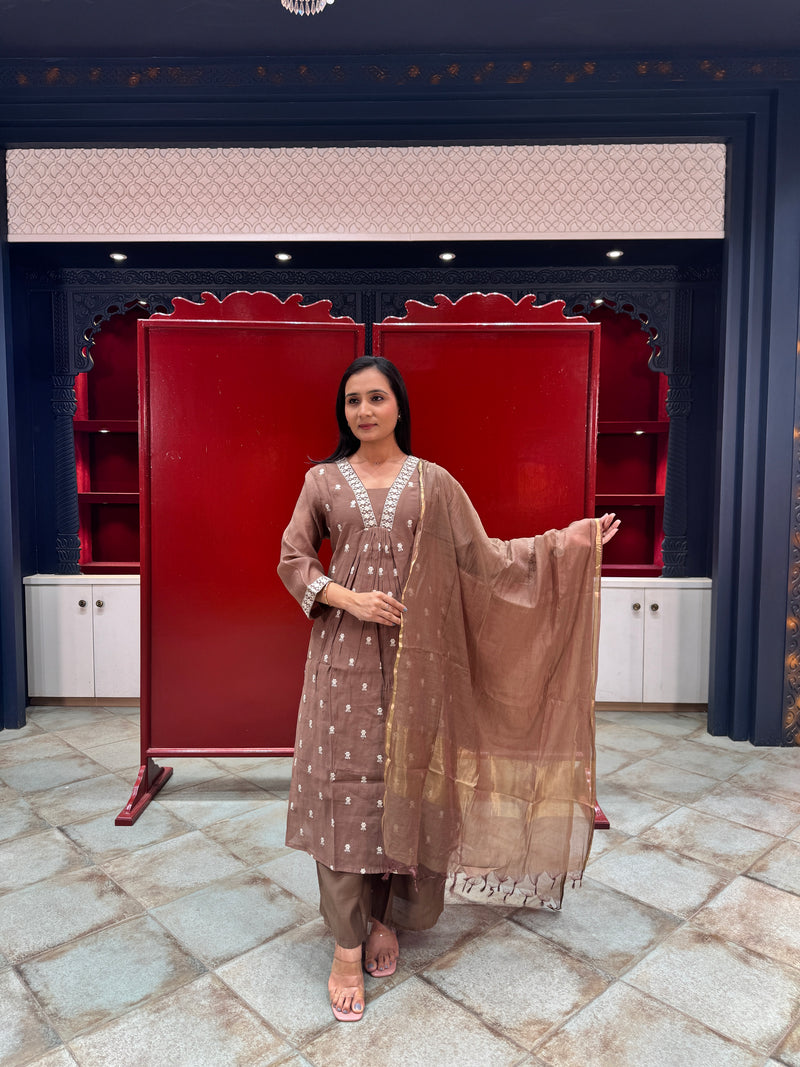 Taupe Brown Kurta Set