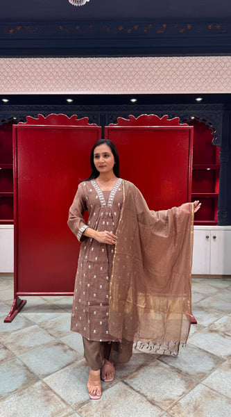 Taupe Brown Kurta Set