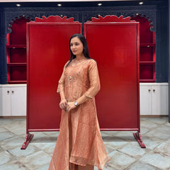 Peach Metallic Kurta Set