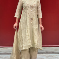 Pistachio Gold Metallic Kurta Set