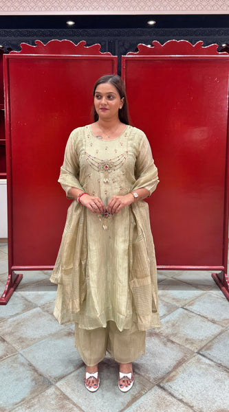 Pistachio Gold Metallic Kurta Set
