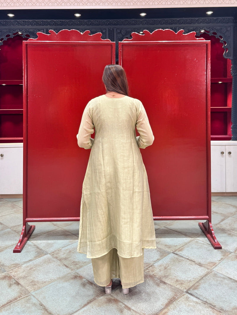 Pistachio Gold Metallic Kurta Set
