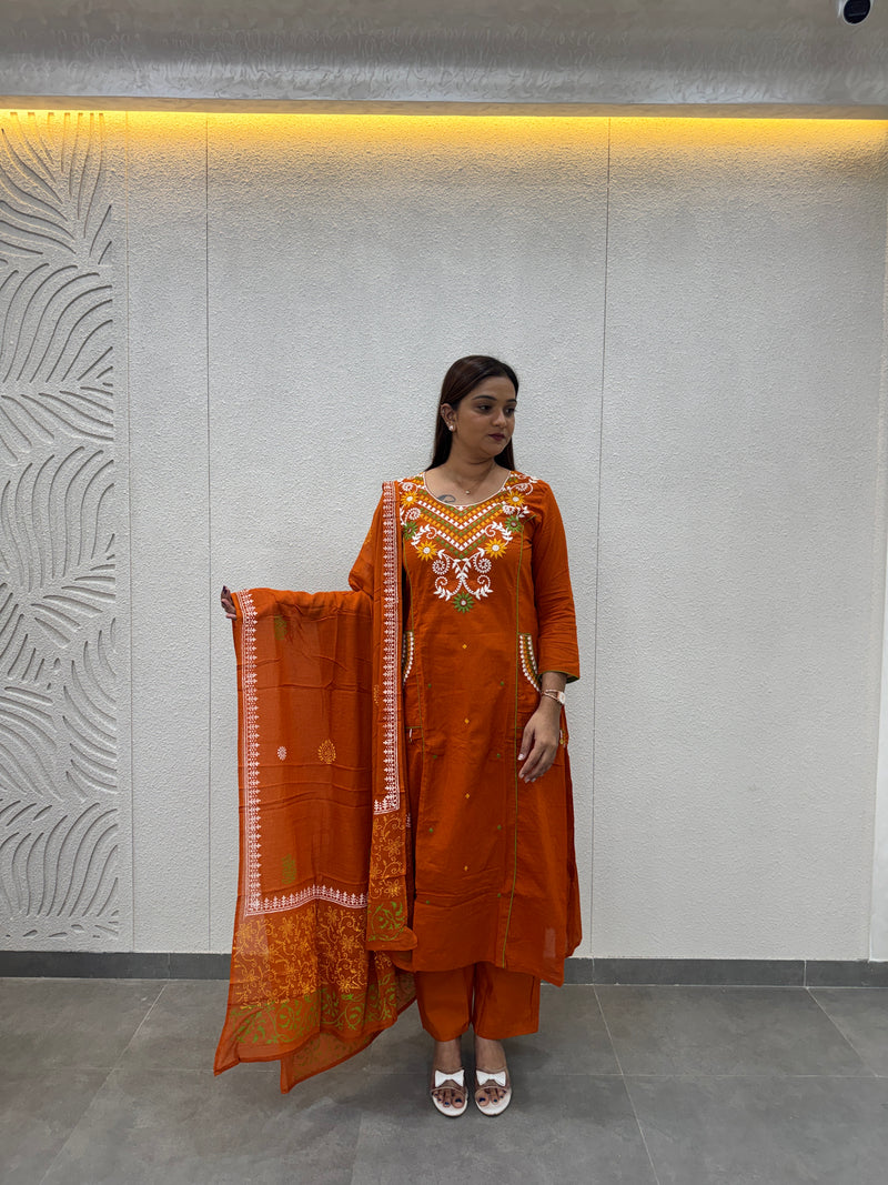 Rust Orange Kurta Set