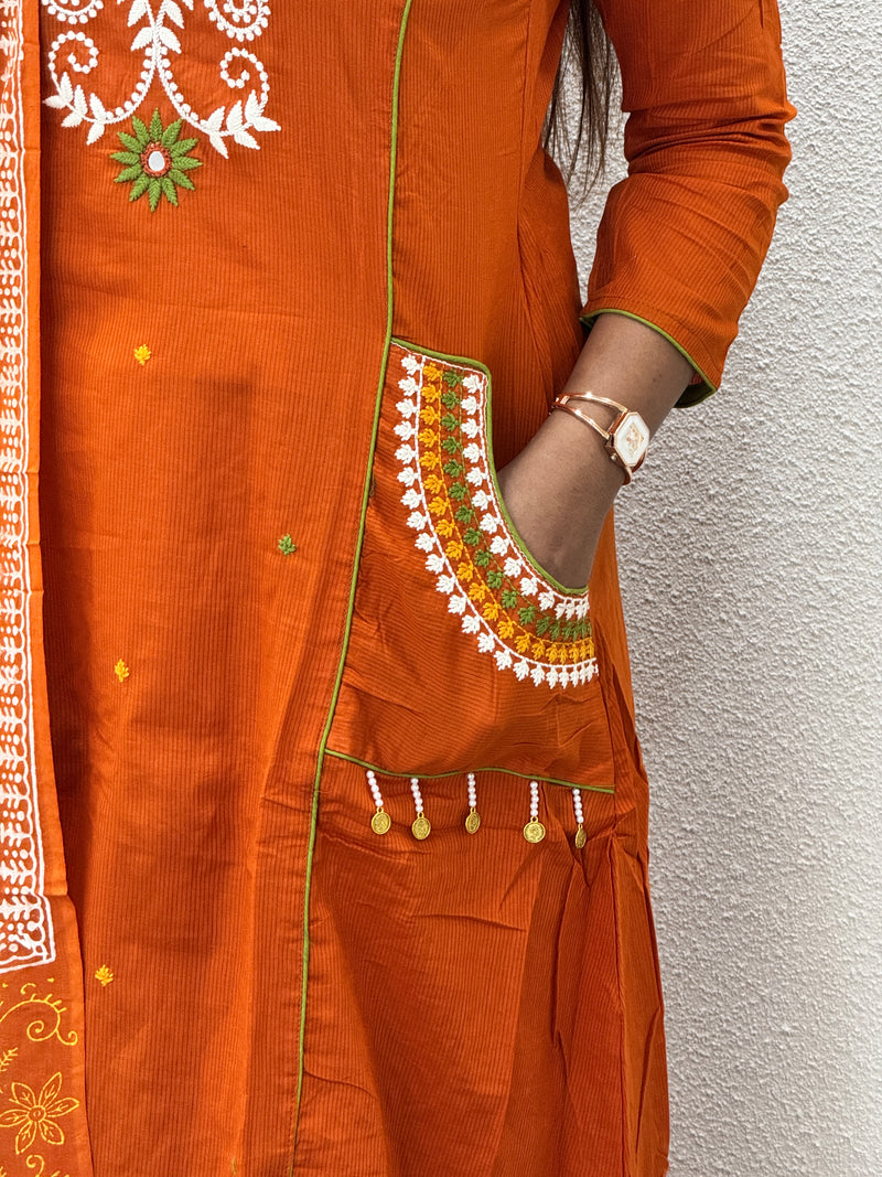 Rust Orange Kurta Set