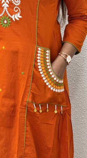 Rust Orange Kurta Set
