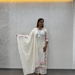 Off-White Floral Kurta Set
