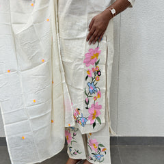 Off-White Floral Kurta Set