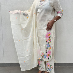 Off-White Floral Kurta Set