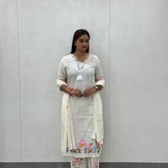 Off-White Floral Kurta Set