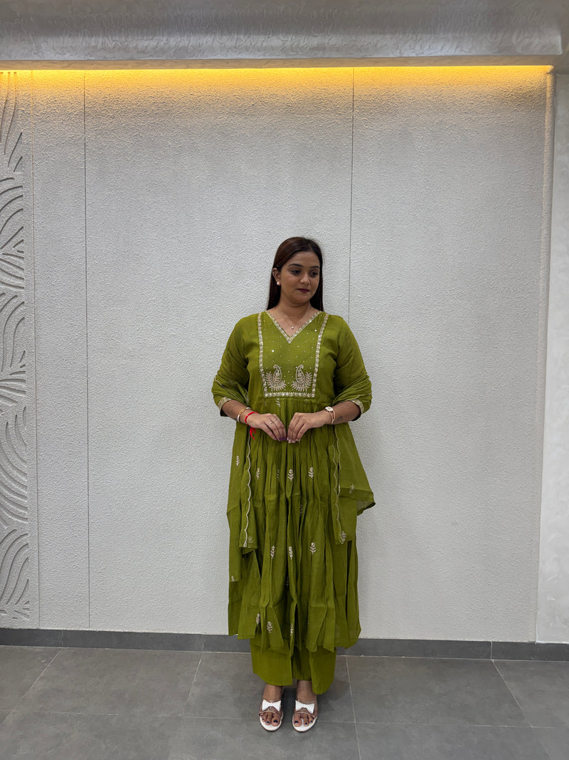 Olive Green Kurta Set