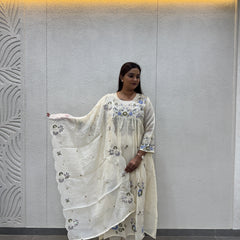 Off-White Floral Kurta Set