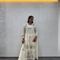 Off-White Floral Kurta Set