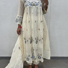 Off-White Floral Kurta Set