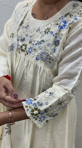 Off-White Floral Kurta Set