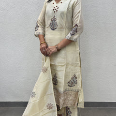 Cream Silk Kurta Set