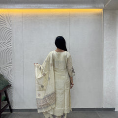 Cream Silk Kurta Set
