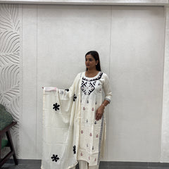Off-White & Black Kurta Set