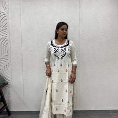 Off-White & Black Kurta Set