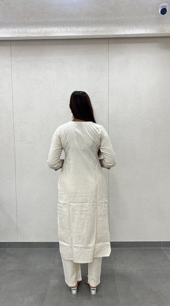 Off-White & Black Kurta Set