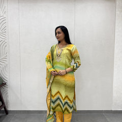 Yellow & Olive Green Kurta Set