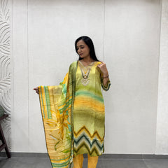 Yellow & Olive Green Kurta Set