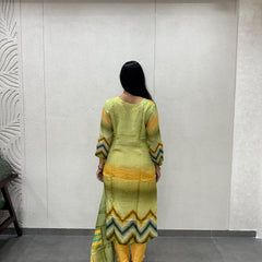 Yellow & Olive Green Kurta Set